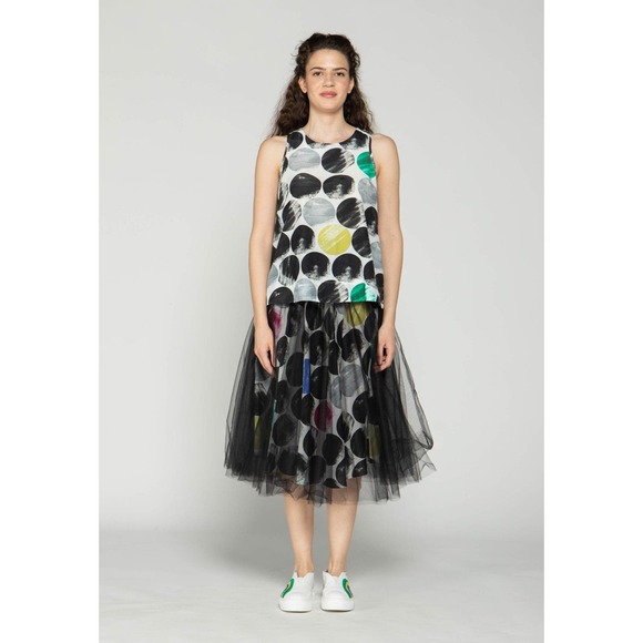 Luukaa Women's Tutu Skirt Size 16 Midi Black and Polka Dot Trendy Skirt NWT - Picture 3 of 5